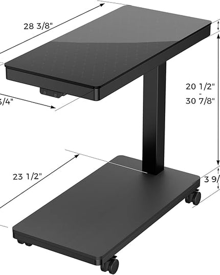 EUREKA ERGONOMIC Height Adjustable Computer Tower Stand, Illuminated Glass Panel PC Stand w/RGB Lights, 2-Tier CPU Holder Cart Under Desk, PC Floor Stand for Office Gaming, APP Control