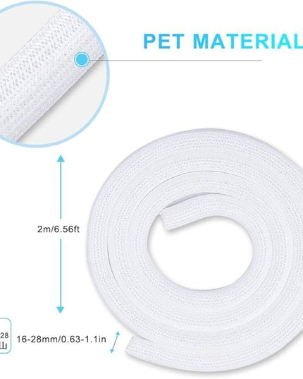 AGPTEK Cable Sleeve Cover, 6.6ft - 2/3 inch Desk Cord Organizer Cable Hider, Home Office Wire Management Computer TV Wire Loom Tubing, Pet Proof Cord Protector, from Cat Dog Chewing, White