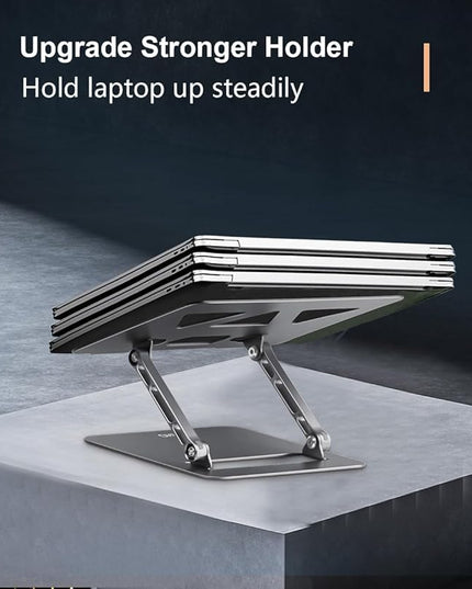 Adjustable Laptop Stand for Desk,Portable Laptop Stand Holder and Riser,Foldable Aluminum Notebook Computer Stands for MacBook Air Pro HP Lenovo Dell Samsung Chromebook, 10-15.6 inch, Grey