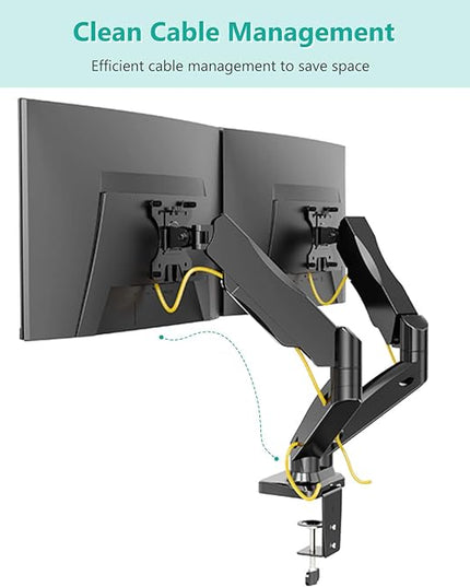 WALI Dual Monitor Stand for 17-32 inch Screens, Dual Monitor Arms for 2 Monitors Holds up to 19.8 lbs, Adjustable Gas Spring Dual Monitors Mount, VESA 75x75/100x100mm (GSMP002), Black