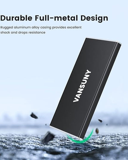 Vansuny 1TB Portable External SSD, USB 3.1 Gen2 500MB/s High-Speed Data Transfer, Metal USB C Mini Portable External Solid State Drive for PC, Laptop, Phones and More