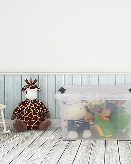 50 Quart Plastic Storage Container with Wheels, Clear Large Storage Bin, 4 Packs