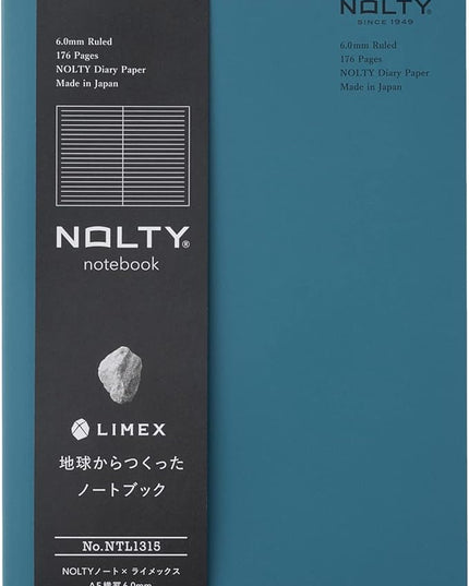 NOLTY NOTE × LIMEX, A5 Ruled Line Notebook, 6.00mm, 176 Sheets, Trolate Blue, NTL1315
