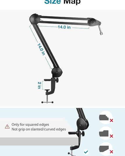 InnoGear Microphone Arm Stand, Heavy Duty Mic Arm Microphone Stand Suspension Scissor Boom Stands with Mic Clip and Cable Ties for Blue Yeti Snowball Hyper X QuadCast SoloCast Fifine Gaming (Medium)