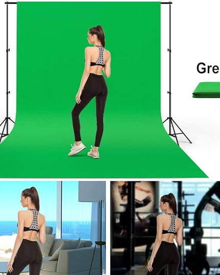 10X12ft Green Screen Backdrop for Photography, LCUIRC Chromakey Polyester Collapsible Greenscreen Background for Streaming, Photography, Zoom Meeting, Video Editing, Podcasting