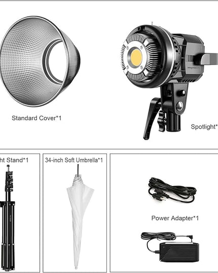 GVM 80W CRI97+ 5600K Dimmable LED Video Lights with Bowens Mount Kit Continuous Output Lighting Spotlight for YouTube Vlog Wedding Photography Shooting Light with Reflector