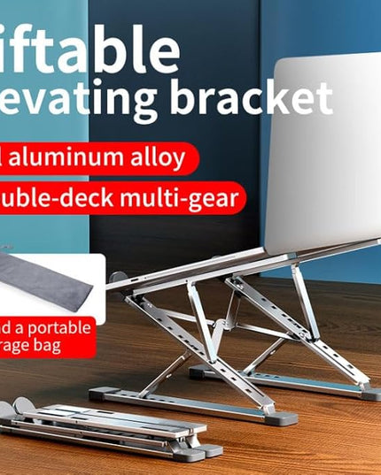 Adjustable Laptop Stand for Desk Portable Notebook Stand Aluminum Computer Holder for Desk Compatible with Lenovo，MacBook Air Pro, Dell XPS, HP，All 10-17.3‘’ Laptops-Silver