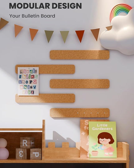 Fluxynara Cork Board Alternative Felt Strip Board 5-Pack 13"x2", Office Pin Board with 35 Push Pins, Adhesive Install for Bedroom Door & Home Office(Sunset Yellow)