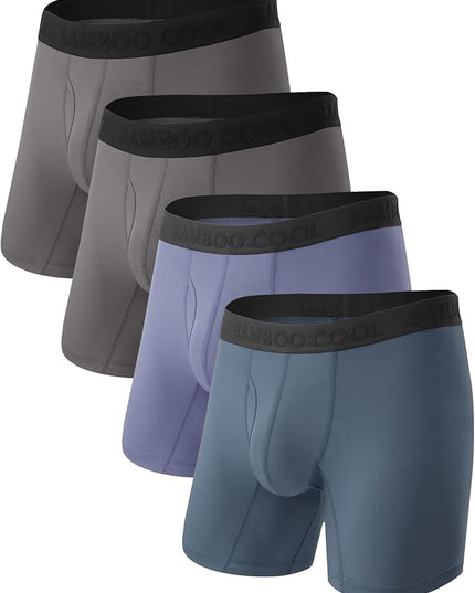 BAMBOO COOL Men's Ultra Breathable Underwear,No Riding Up Boxer Briefs with ComfortFlexible Waistband,Multipack