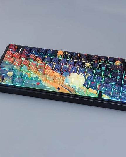 Tsungup Custom Keycaps,131 Keys PBT Starry Sky Side Printed Keycaps,Cherry Profile Key Caps Keyboard Keycap Set for Cherry MX Switches Mechanical Keyboard(Black)