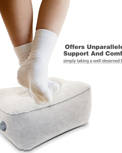 Inflatable Foot Rest, Carseat Inflatable Foot Rest Pillow, Airplanes Inflatable Foot Rest Cars, Travel Footrest Pillow for Home Office,Trains (Grey, 14.5" L×11.8" W×7.9”H)