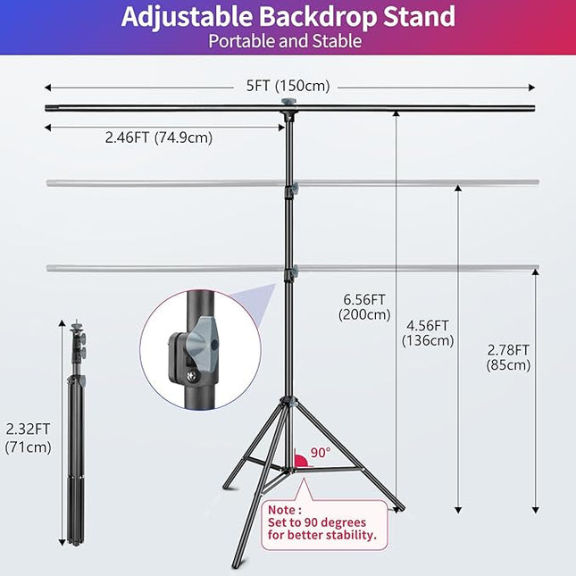 2-in-1 White Backdrop Green Screen Backdrop Stand Kit, 5x6.5 ft Greenscreen Background with Stand for Streaming, Zoom, Photography, Video with Clips & Carrying Bag