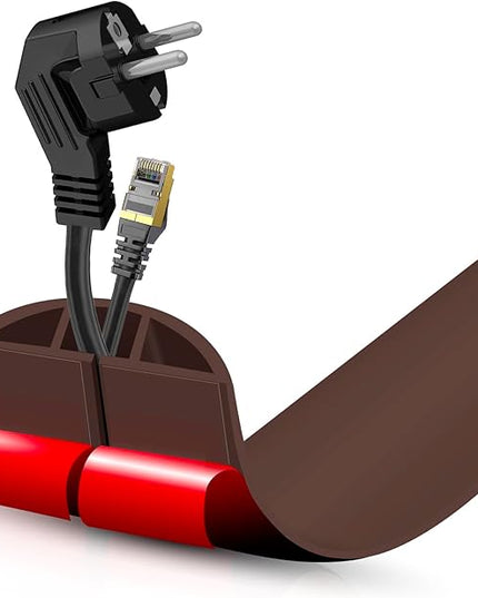 Floor Cord Cover Self Adhesive Cord Hider,3.3FT Cable Management, Extension Strip Protector for Wires, Prevent Cable Trips for Offices, Gyms, Exhibitions Cavity:0.51"(W) x 0.3"(H) Coffee