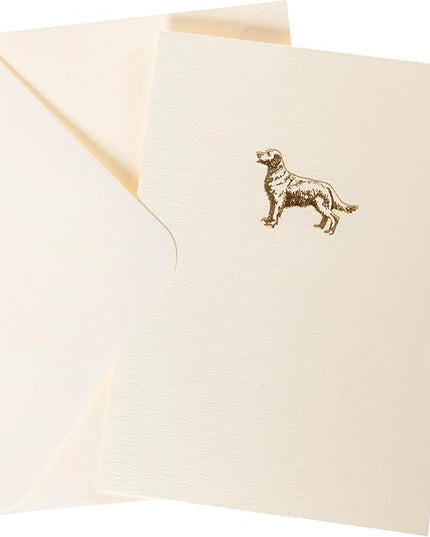 Graphique Golden Retriever Cards, Pack of 10 Cards with Envelopes, All Occasion Greetings, Blank Inside, Gold Foil Embossing, La Petite Press Collection Boxed Set, 3.25" x 4.75"