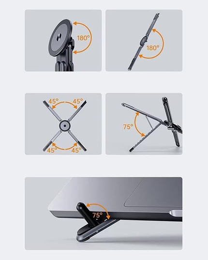 Tablet Stand - 18.15x5.8x2.1cm Magnetic Aluminum Holder | Laptop and Tablet Support, Adjustable Phone Tripod, Travel Office Desk Home Outdoor Indoor, Portable Gadget Stand, Lightweight Durable Holder