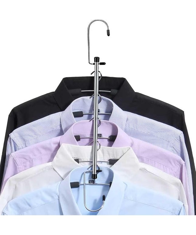 Shirt Hangers Space Saving, Foldable Coat Hangers for Closet Organization, 5 Tier Clothes Hangers, No-Slip Multi Closet Organizer (1)