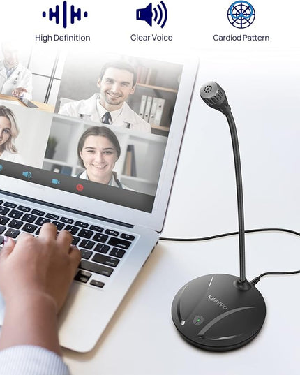 JOUNIVO USB Microphone for Computer, PC/Laptop Mic, Mute Button with LED Indicator, 360 Degree Gooseneck Design, Desktop Microphone for Streaming, Recording, Dictation, Podcasting, YouTube, JV610