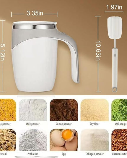 Jieclem Rechargeable Self-Stirring Coffee Mug, 2025 Upgrade, Automatic Magnetic Stirring, Stainless Steel, Portable, with Lid