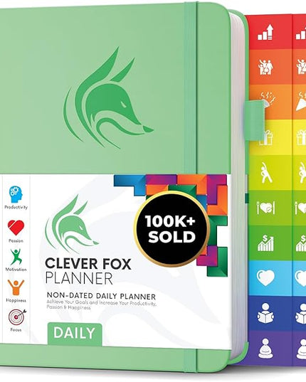 Clever Fox Daily Planner – Undated Planning Notebook with Hourly Schedule & To-Do List – Personal Day Task & Work Organizer, 6 Months (Mint Green)