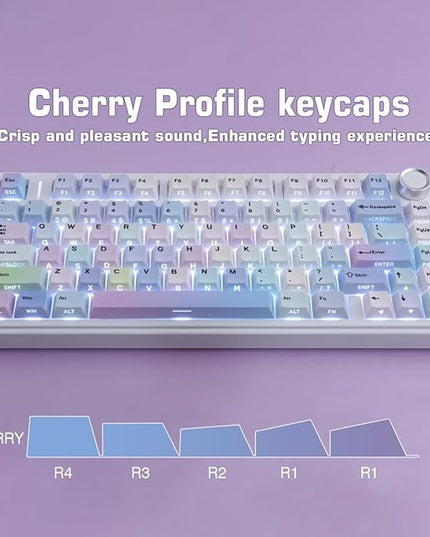 Sunzit Dreamy Purple Keycaps,132 Keys PBT Custom Side Print Keycaps,Cherry Profile Dye Sub Keycap Set,Cute Shine Through Keyboard Key caps for Mechanical Keyboards