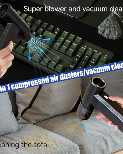 Compressed Air Duster 480000RPM Electric Air Duster Variable Speed 580G 4 Gear Adjustable Rechargeable Cordless Jet Dry Blower Turbo Fan Dryer Cleaning Air Blower Mini Car Vacuum Cleaner Black Knight