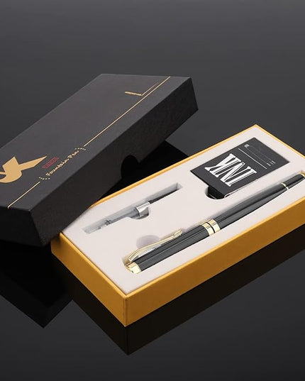 Tiankool Luxury Fountain Pen,Fine Nib, Exquisite Pen Gift Set for Men&Women-Includes 10 Ink Cartridges&Ink Converter- Nice Pens - Black