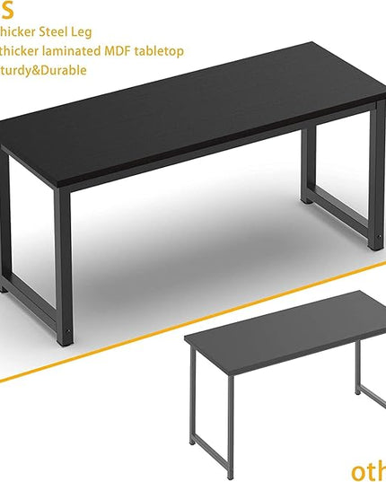 NSdirectModern Computer Desk 63 inch Large Office Desk Writing Study Table for Home Office Desk Workstation Wide Metal Sturdy Frame Thicker Steel Legs, Black.