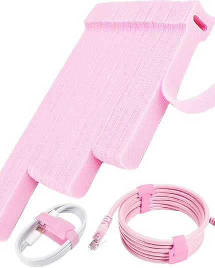70pcs Cable Ties Reusable Pink Wire Ties Cable Management Cord Ties Reusable for Electronics Hook and Loop Cable Ties for Computer 4 6 8 Inch