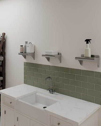 AmGood 6 in. x 10 in. Stainless Steel Wall Mount Shelf. Commercial/Home. Kitchen, Restaurant, Garage, Laundry, Utility Room. NSF