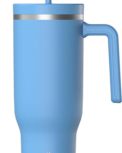 Hydrapeak Voyager 40 Oz Stainless Steel Tumbler with Handle, Insulated Water Bottle With Straw & Lid, Cupholder Friendly Reusable Travel Mug (Maya)