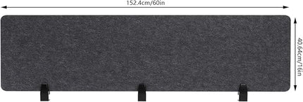 2pcs Privacy Panel, Standing Desk Divider 60"x16" Desktop Office Furniture Partitions, Clamp-On Acoustic Desk Divider Mounted Privacy Panel to Reduce Noise and Visual Distractions (Dark Grey)