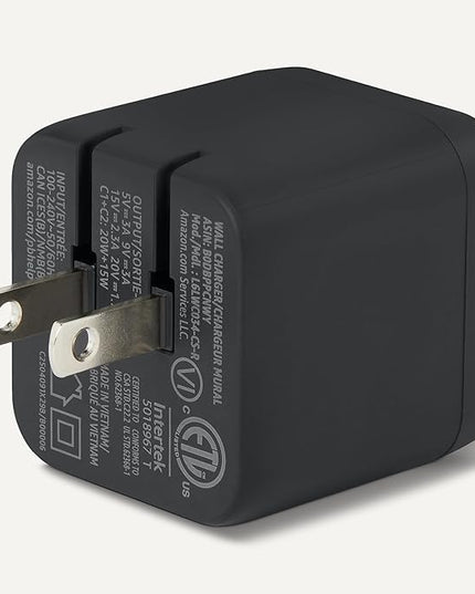 Amazon Basics Fast Charging USB C Nano GaN Wall Charger, 35W 2-Port for Tablets Phones, Black