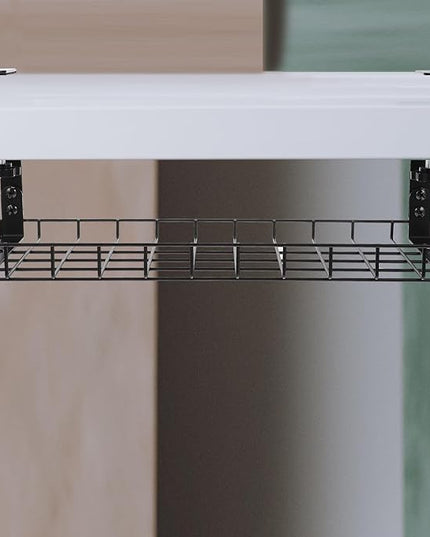 Under Desk Cable Management Tray No Drill Cord Organizer Holder Large Capacity Wire Rack for Office Desk Cable Storage 500Mm Black
