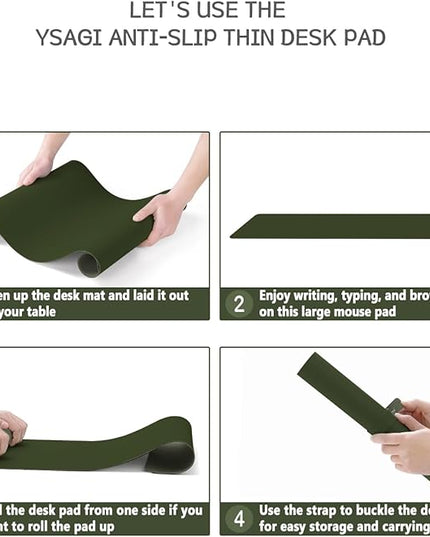 YSAGi Non-Slip Leather Desk Pad, Waterproof Laptop Computer Desk Keyboard Mat, Table Protector Blotter Mat, Large Mouse Pad for Office/Work/Home/Decor(Olive Green, 31.5" x 15.7")