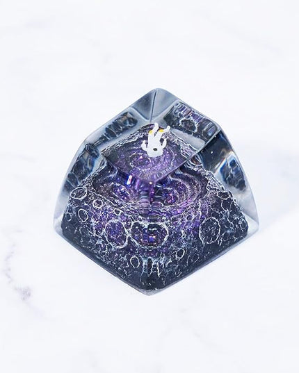 Cool Purple Galaxy White Astronaut Artisan Keycap R1 SA Profile Custom Astronauts Keycaps 1U ESC Handmade Gaming Resin Key Cap Cherry MX Switch Compatible Mechanical Keyboard Space Lover Gift