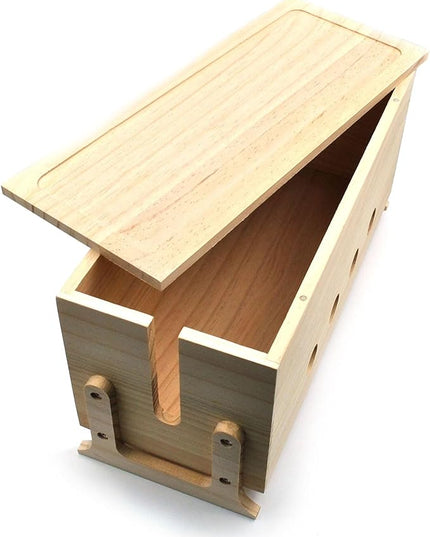 Large Cable Management Box, Wood Cord Hider Box & Organizer for Power Strip Hider Cable Storage for Office, TV Wires, Desk Cord Organizer, 14.2" x 6" x 6.3", Natural, Wood