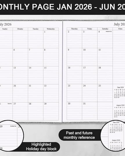 2026-2027 Planner - Weekly & Monthly Planner Runs from January 2026 to June 2027, 5.8" x 8.25", 18 Month Planners, 14 Notes Pages, Inner Pocket, PU Leather Hard Cover, Brown Monthly Planners 2026-2027
