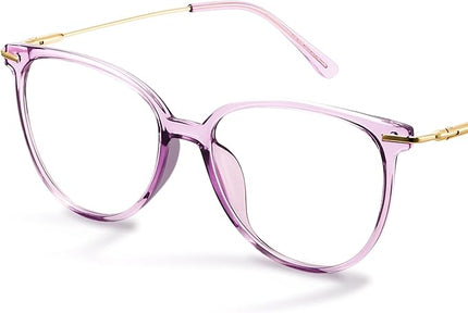Gaoye Blue Light Blocking Glasses - Trending Round TR90 Frames, Metal Arms, UV400 Protection - Matching Soft Case
