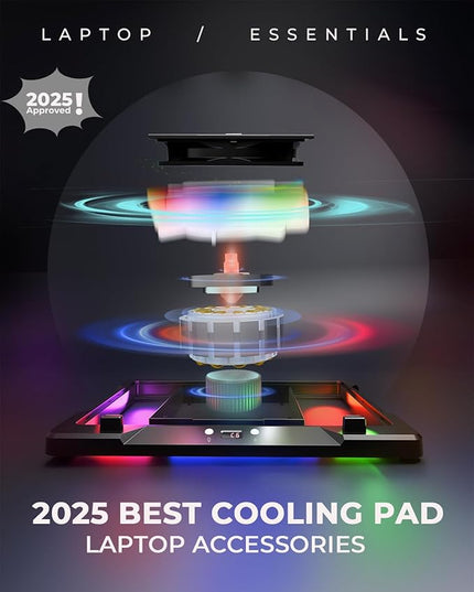 DEPGI Laptop Cooling Pad, Laptop Cooler Stand with 5.5" Movable Fan Easy to Clean, Auto Temp Sensor & 3-Speed Manual Control, Ultra Quiet ≤40dB for 14–17.3 Inch Laptops，Black