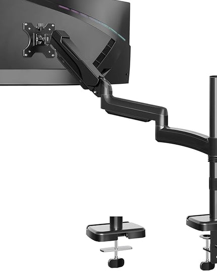 MOUNTUP 27 inch Extra Long Monitor Arm, Single Desk Mount for 22-32 inch, Tall Monitor Stand Holds 4.4-19.8lbs, Height Adjustable Monitors Stand for Desk with C-Clamp/Grommet Base, Black