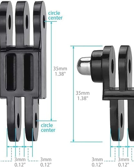 HSU Adjust Arm Straight Joints Mount, Long and Short Same Direction Straight Joints Mount for GoPro Hero 13 12 11 10 9 8 7 6 5 4 3 3+ 2 1, AKASO Campark and Other Action Cameras