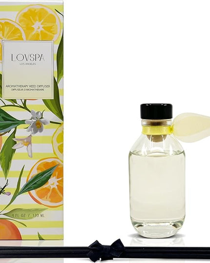 LOVSPA Reed Diffuser Set, Sage & Citrus Scented Oil Diffuser with Sticks, Home Fragrance Accessories for Bathroom Shelf Decor, Aroma Diffusers for Home or Office Desk, USA Made
