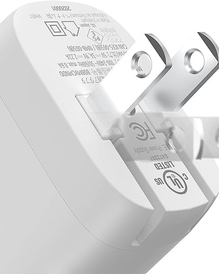 Amazon Basics 20W Foldable USB-C Wall Charger with Power Delivery for Tablets & Phones (iPhone 16/15/14/13/12/11/X, iPad, Samsung), Portable, non-PPS, White