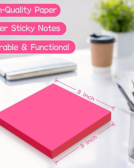 (18 Pads) Sticky Notes 3x3 inch, Self-Stick Pads Bright Colors Sticky Note, Recyclable, Easy to Post for Home, Office, Notebook