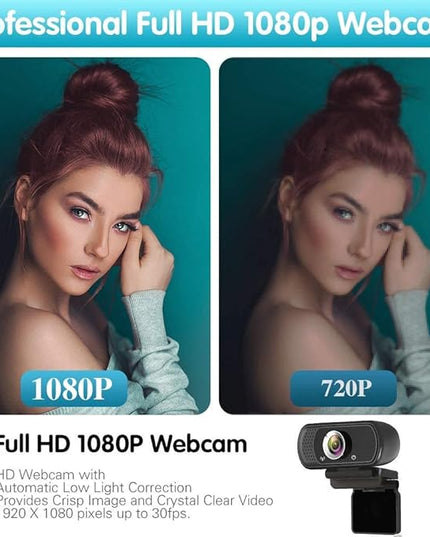 Webcam HD 1080p ,Live Streaming HD Camera with Stereo Microphone, PC Desktop or Laptop USB Webcam with 110 Degree View Angle, for Switch 2,Video Calling, Recording, Conferencing, Streaming, Gaming