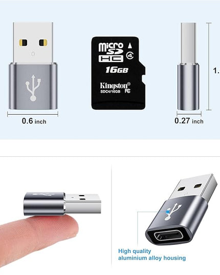 USB to USB C Adapter 20 Pack,USB A to USB C Adapter,C Female to A Male,USBA Charger Cable Converter for iPhone,iPad,AirPods,Tablet,Grey