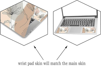 Laptop Skin Sticker Decal,12" 13" 13.3" 14" 15" 15.4" 15.6 inch Laptop Vinyl Skin Sticker Cover Art Protector Notebook PC (2 Wrist Pad Skins Included), Decorative Waterproof Removable, Morandi Leaves