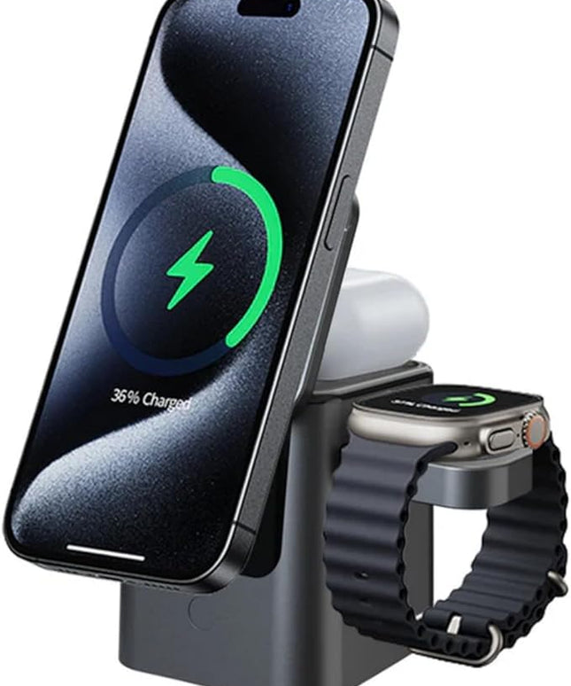Electric 3-in-1 Wireless Charger, Multi-Functional Desktop Electric Folding Storage Wireless Charger, Kc Certified, 3 In1 Foldable Charging Station,Foldable Desk Phone Charging Stand