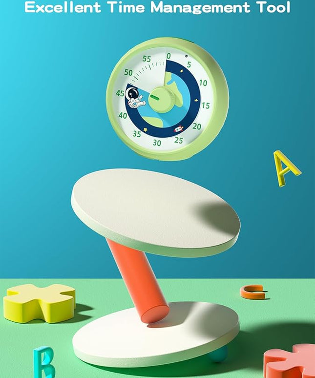 Visual Timer for Kids, 60-Minute Countdown Timer for Classroom Office Kitchen, Desk Timer Kids Time Management Tools with Silent Operation, Pomodoro Time Rainbow Pattern