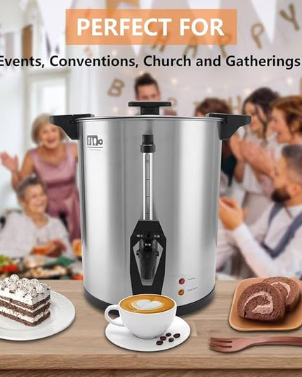 95 Cup 16L/4.23Gallon Commercial Coffee Urn, Festa Essential 1500W Large Percolate Coffee Maker, Hot Beverage dispenser With Double Dripless Faucet,Quick-Brewing Hot Water Urn for Catering,Home,Events